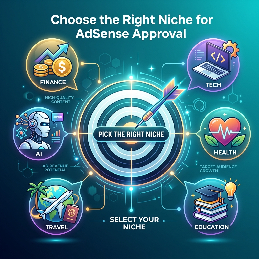 Choose the right niche for AdSense – finance, tech, health, education, travel