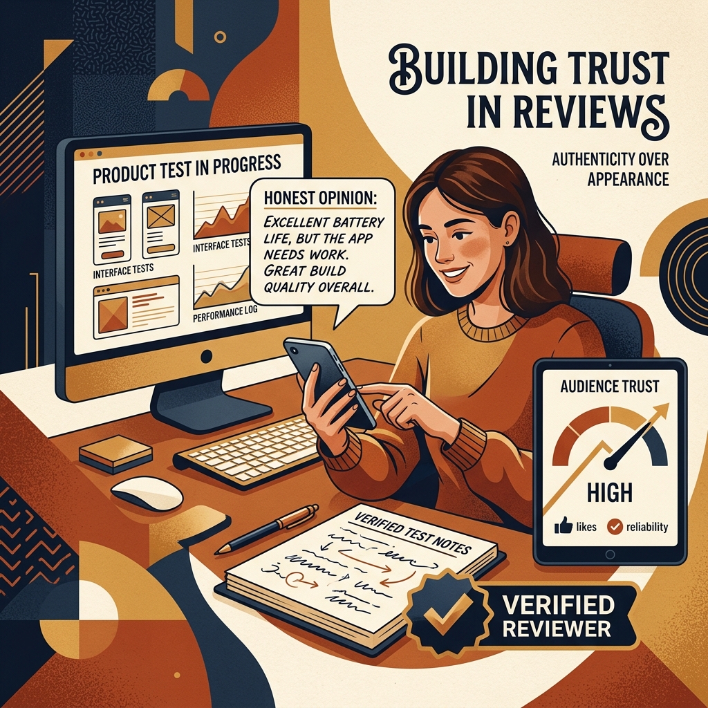Building trust in product review blogs — authentic reviewer testing a product