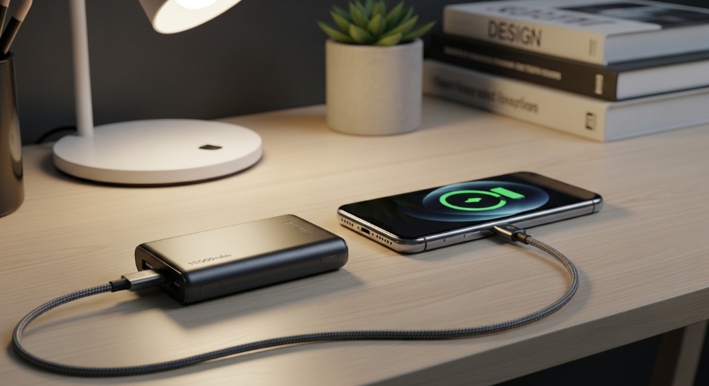 Foxin FPB-102 budget power bank charging phone