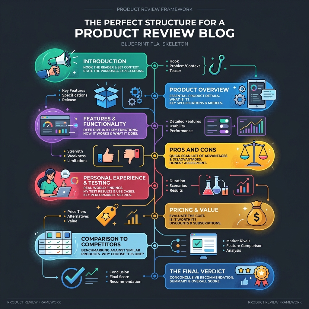 The perfect structure for a product review blog — content blueprint diagram