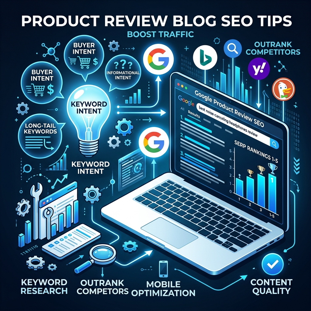 SEO tips for product review blogs — keyword strategy and search rankings